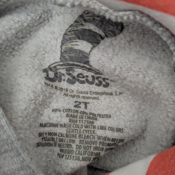 Dr Suess Cat In The Hat Hoodie Sweatshirt 2T - Picture 3 of 3